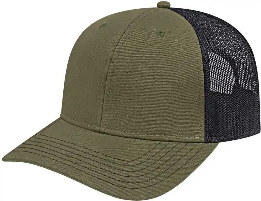 Cap America I3028 Modified Flat Bill with Mesh Back Loden Black Dark Gray / one Size Fits Most