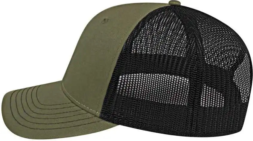 Cap America I3028 Modified Flat Bill with Mesh Back Loden Black Dark Gray / one Size Fits Most