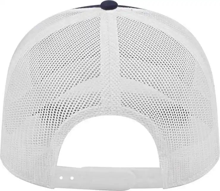 Cap America I3028 Modified Flat Bill with Mesh Back Navy White / one Size Fits Most