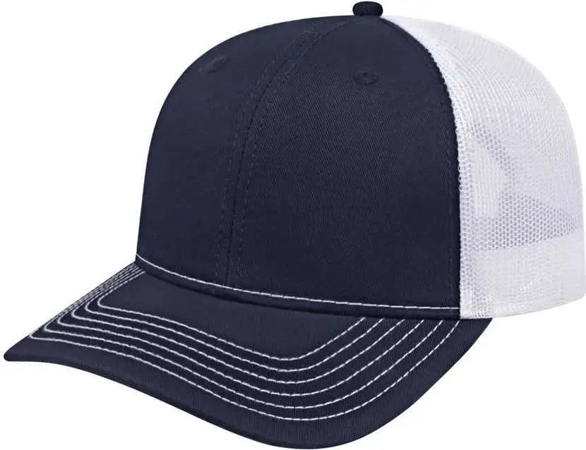 Cap America I3028 Modified Flat Bill with Mesh Back - Navy White