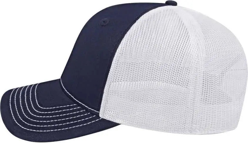 Cap America I3028 Modified Flat Bill with Mesh Back - Navy White