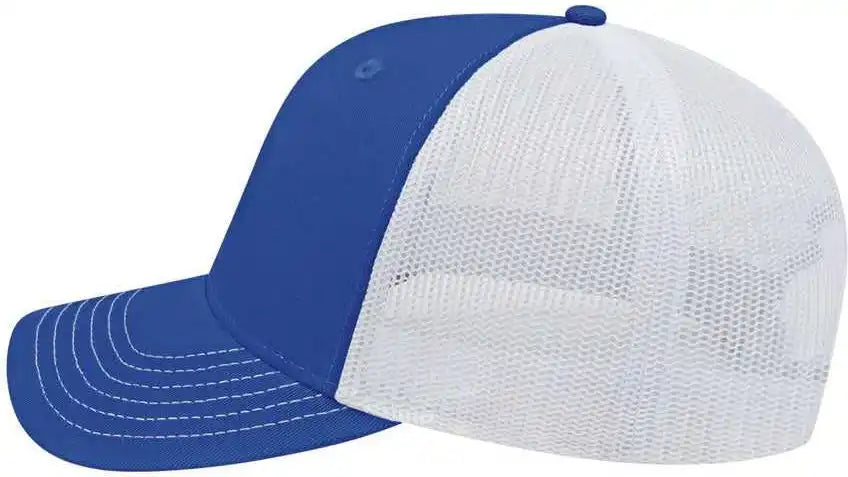 Cap America I3028 Modified Flat Bill with Mesh Back - Royal White - one Size Fits Most