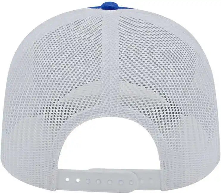 Cap America I3028 Modified Flat Bill with Mesh Back - Royal White - one Size Fits Most