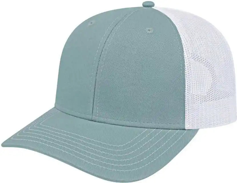 Cap America I3028 Modified Flat Bill with Mesh Back - Smoke Blue White - one Size Fits Most