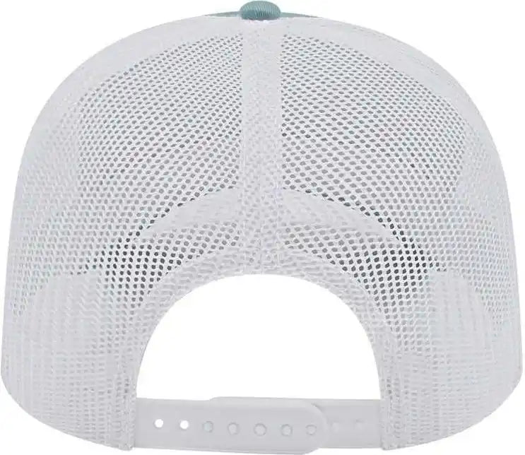 Cap America I3028 Modified Flat Bill with Mesh Back - Smoke Blue White - one Size Fits Most