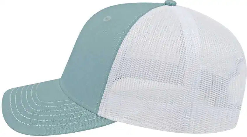 Cap America I3028 Modified Flat Bill with Mesh Back - Smoke Blue White - one Size Fits Most