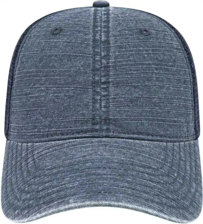 Cap America I3032 Enzyme Washed Slub Cotton Mesh Back Navy / one Size Fits Most
