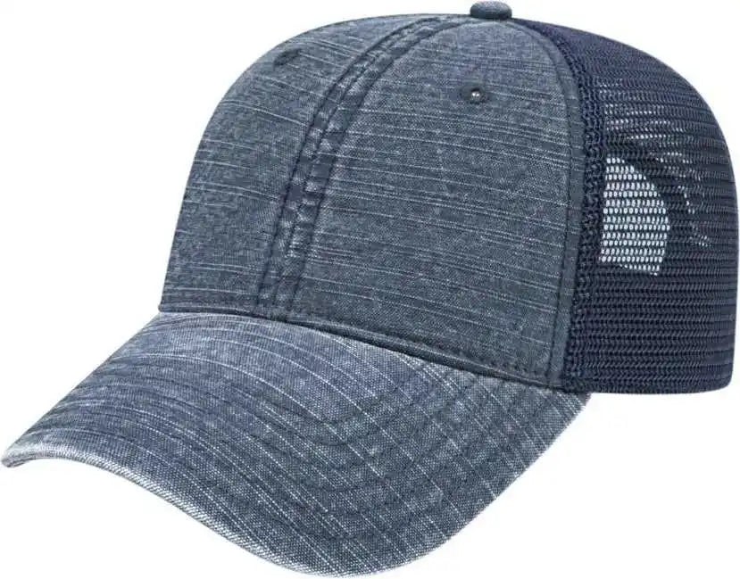 Cap America I3032 Enzyme Washed Slub Cotton Mesh Back Navy / one Size Fits Most