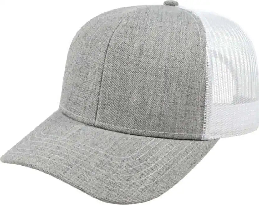 Cap America I3035 Blended Wool Acrylic Modified Flat Bill with Mesh Back Heather White Gray / one Size Fits Most