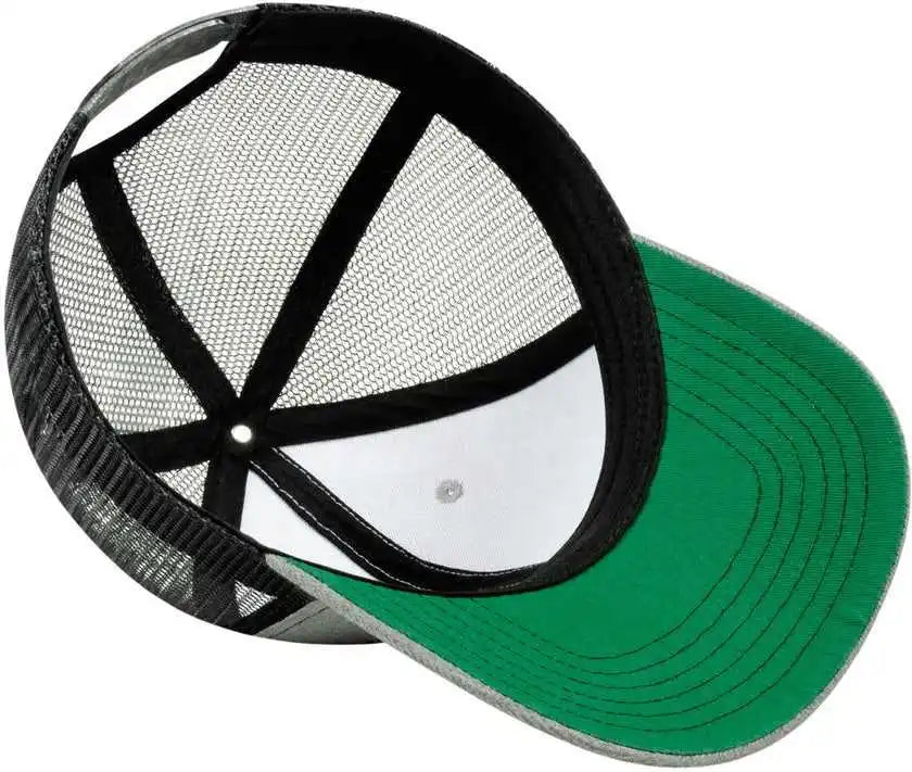 Cap America I3035 Blended Wool Acrylic Modified Flat Bill with Mesh Back Heather White Gray / one Size Fits Most