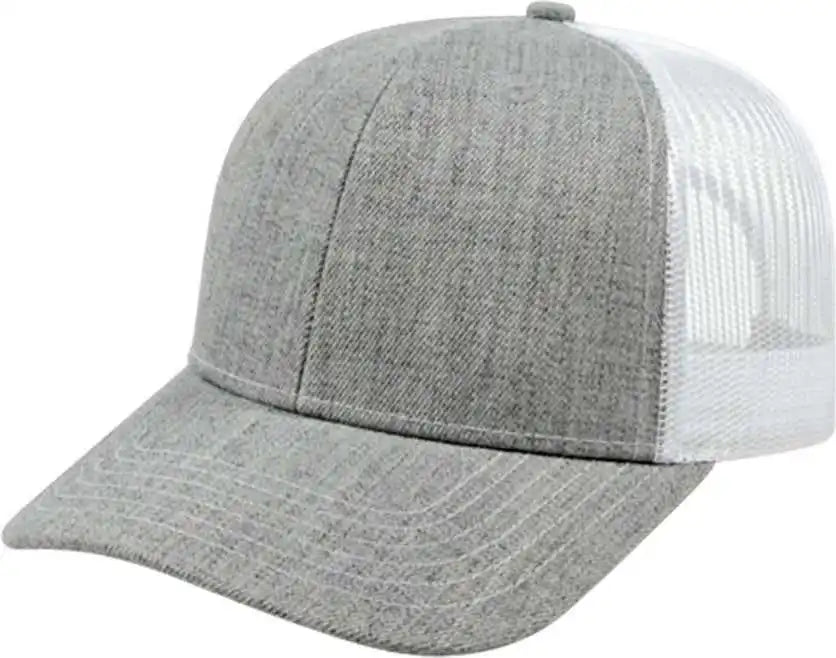 Cap America I3035 Blended Wool Acrylic Modified Flat Bill with Mesh Back Heather White Gray / one Size Fits Most