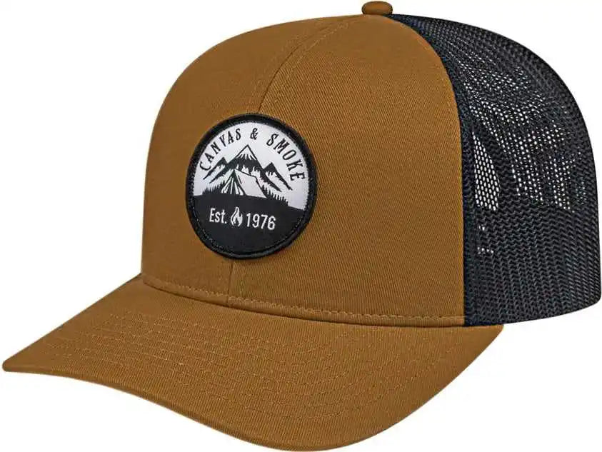 Cap America I3038 Poly/cotton Mesh Back Carame Black Tan / one Size Fits Most