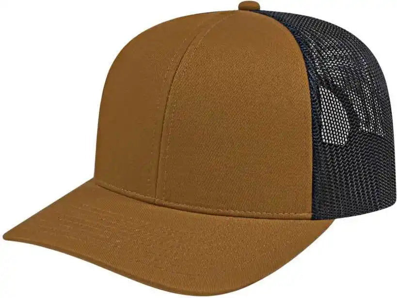 Cap America I3038 Poly/cotton Mesh Back Carame Black Tan / one Size Fits Most