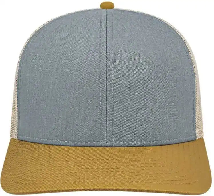 Cap America I3038 Poly/cotton Mesh Back - Heather Amber Stone - Gray Orange / one Size Fits Most