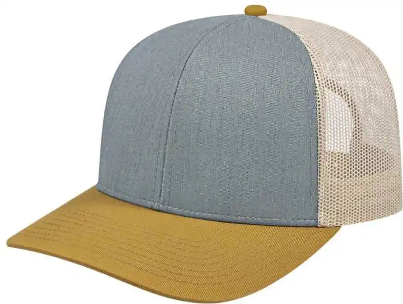 Cap America I3038 Poly/cotton Mesh Back Heather Amber Stone Gray Orange / one Size Fits Most