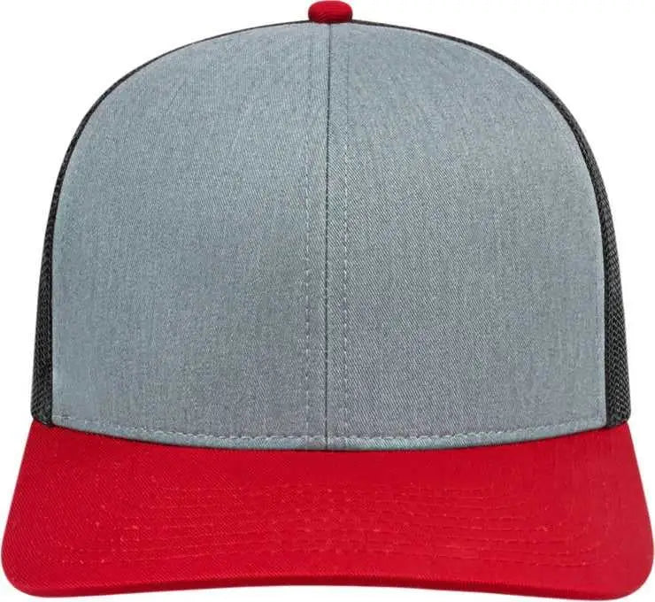 Cap America I3038 Poly/cotton Mesh Back - Heather Red Black