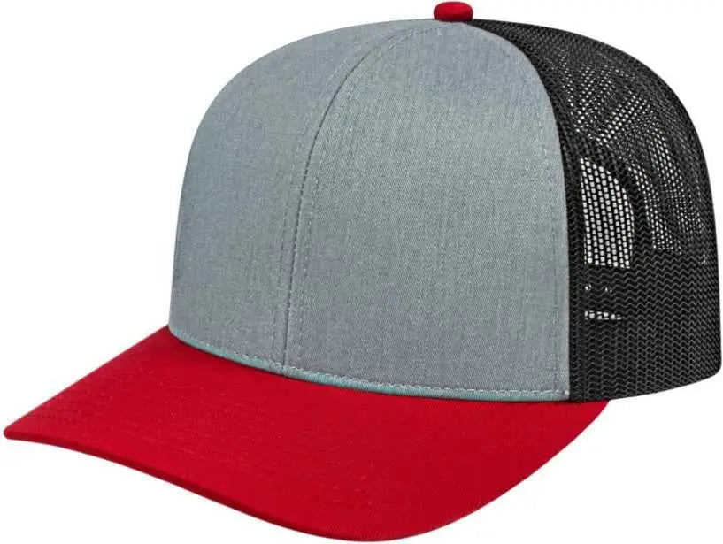 Cap America I3038 Poly/cotton Mesh Back - Heather Red Black