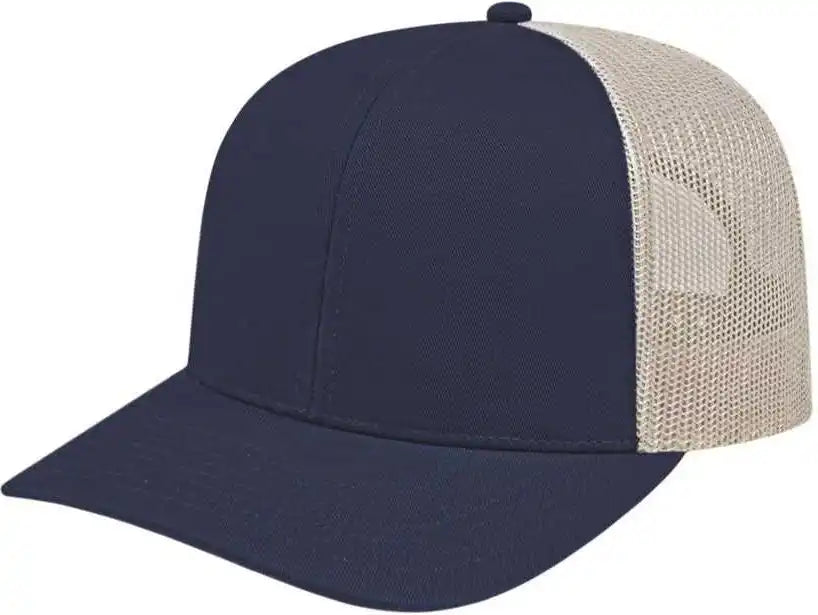 Cap America I3038 Poly/cotton Mesh Back - Navy Stone - Ivory / one Size Fits Most