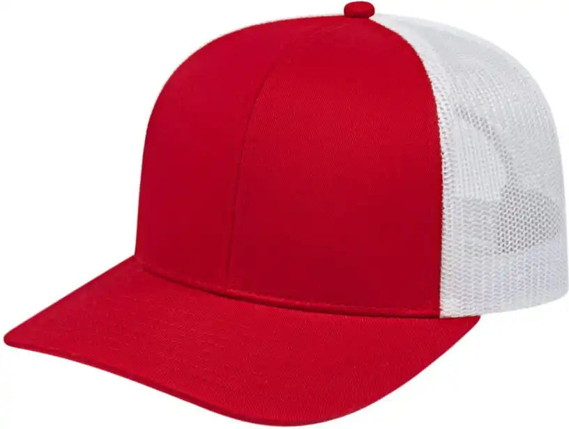 Cap America I3038 Poly/cotton Mesh Back - Red White - one Size Fits Most