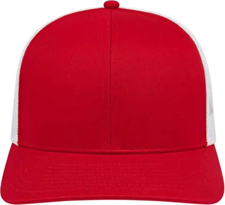 Cap America I3038 Poly/cotton Mesh Back - Red White - one Size Fits Most