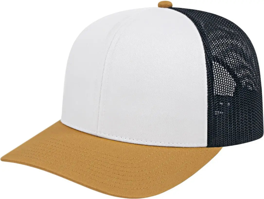 Cap America I3038 Poly/cotton Mesh Back - White Amber Black - Gold / one Size Fits Most