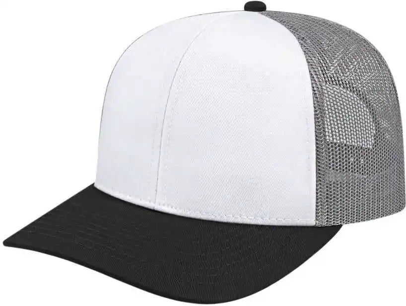 Cap America I3038 Poly/cotton Mesh Back - White Black Gray - one Size Fits Most