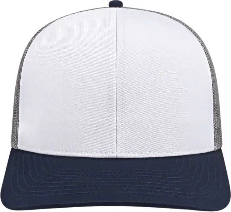 Cap America I3038 Poly/cotton Mesh Back - White Navy Gray