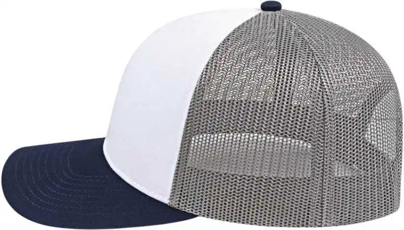 Cap America I3038 Poly/cotton Mesh Back White Navy Gray / one Size Fits Most