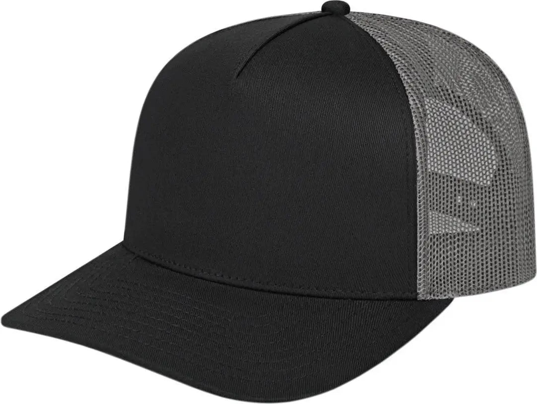 Cap America I3039 Classic 5 Panel Trucker - Black Charcoal