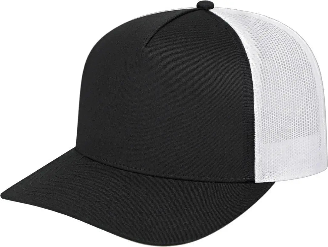 Cap America I3039 Classic 5 Panel Trucker - Black White