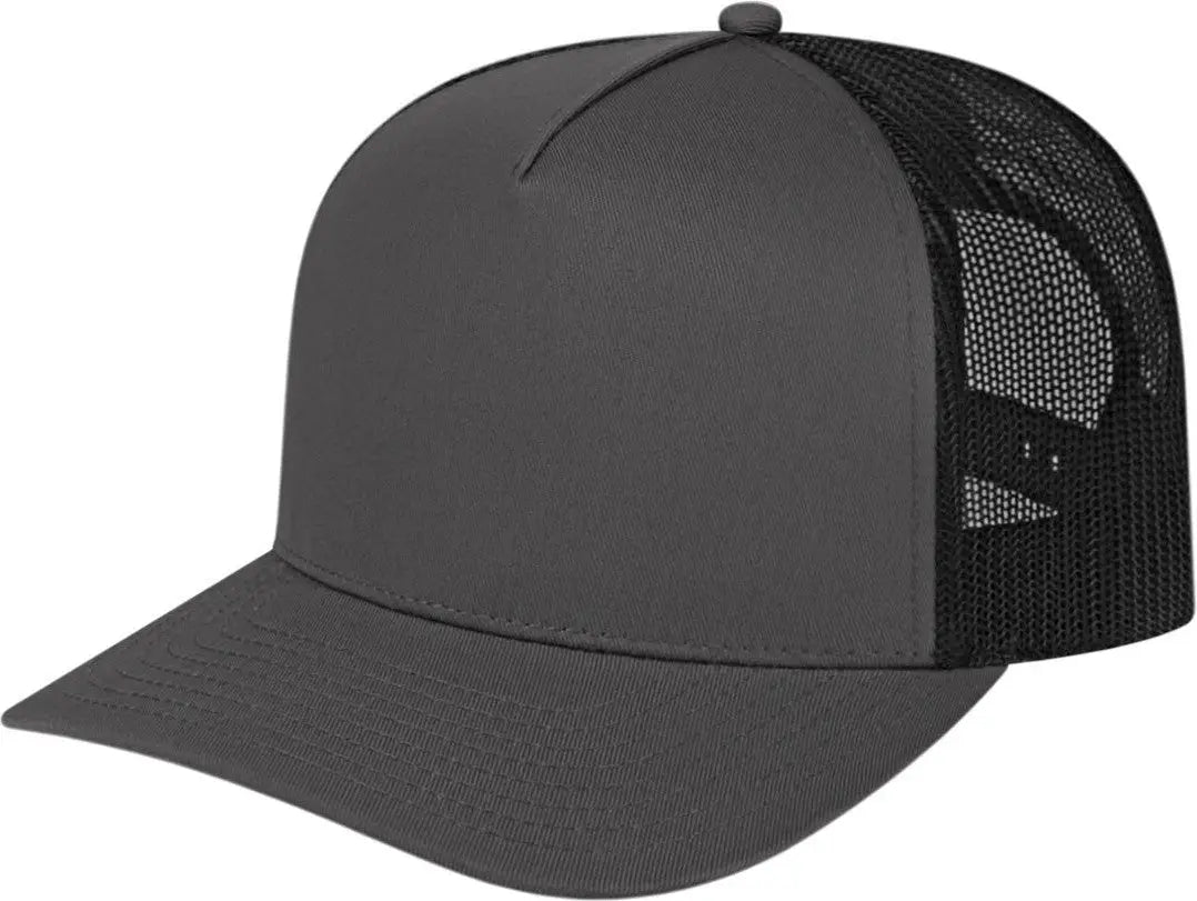 Cap America I3039 Classic 5 Panel Trucker - Charcoal Black