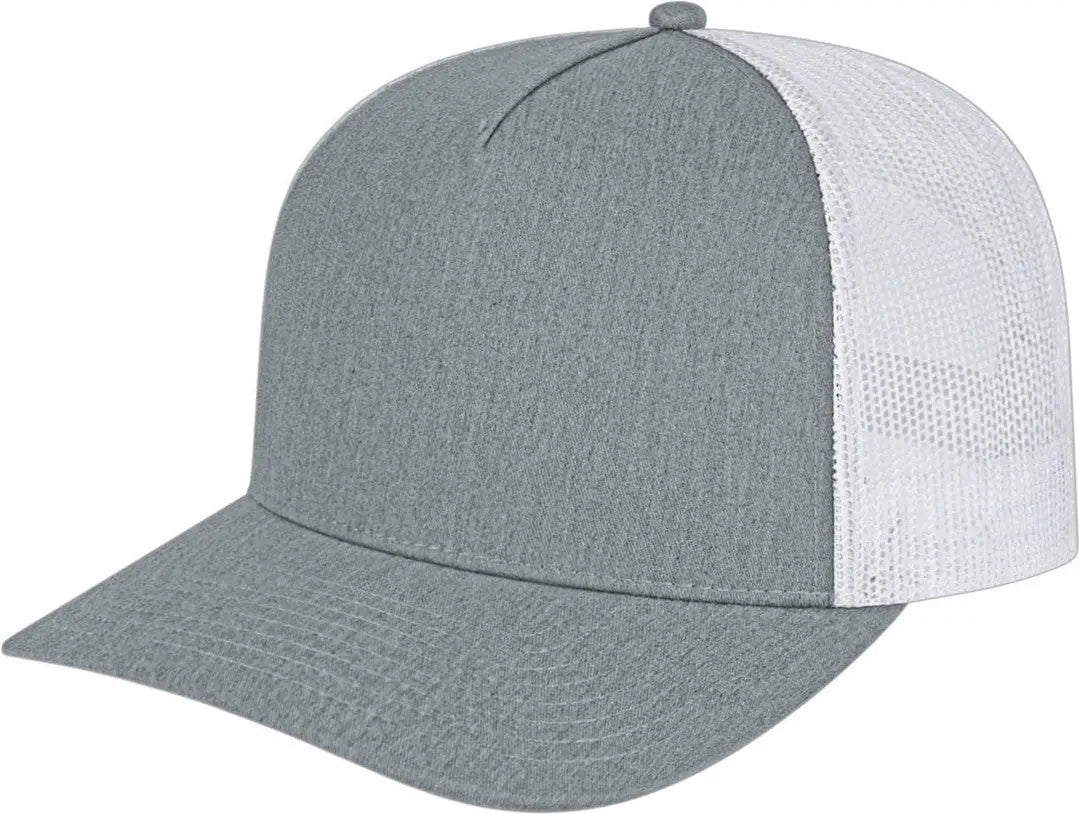 Cap America I3039 Classic 5 Panel Trucker - Heather White