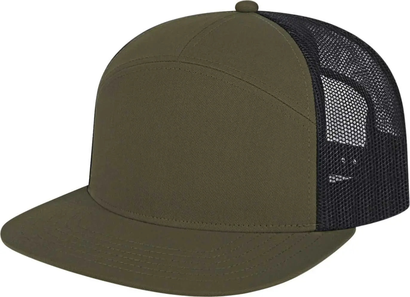 Cap America I3057 7 Panel Trucker Mesh Back - Loden Black