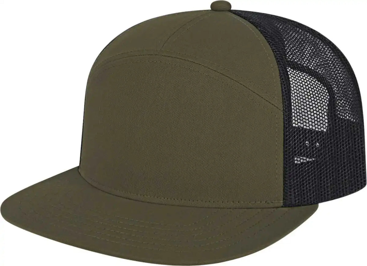 Cap America I3057 7 Panel Trucker Mesh Back Loden Black / one Size Fits Most