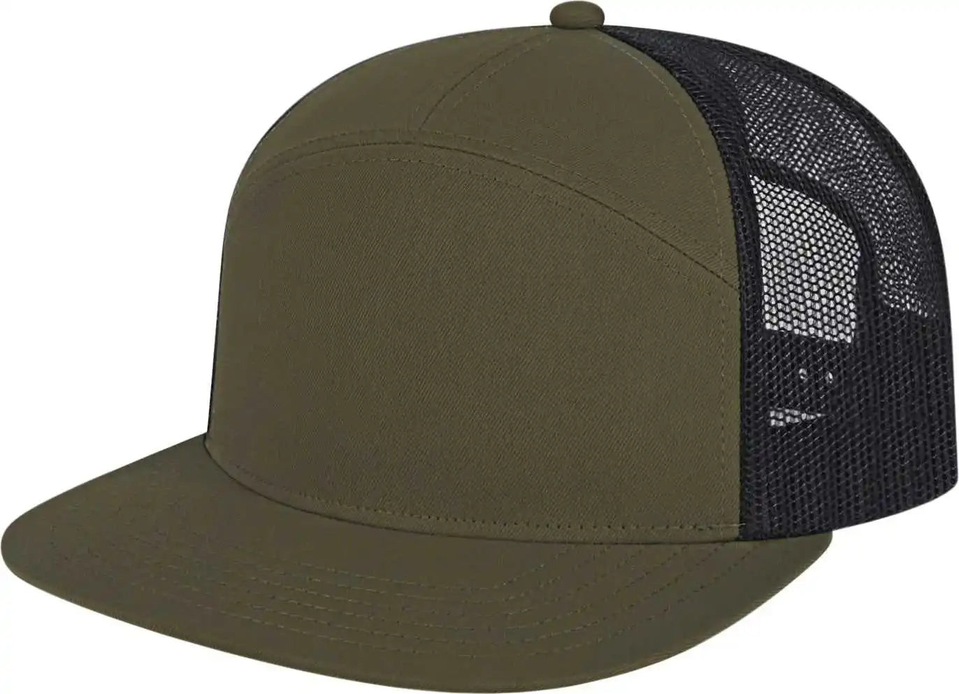 Cap America I3057 7 Panel Trucker Mesh Back Loden Black / one Size Fits Most