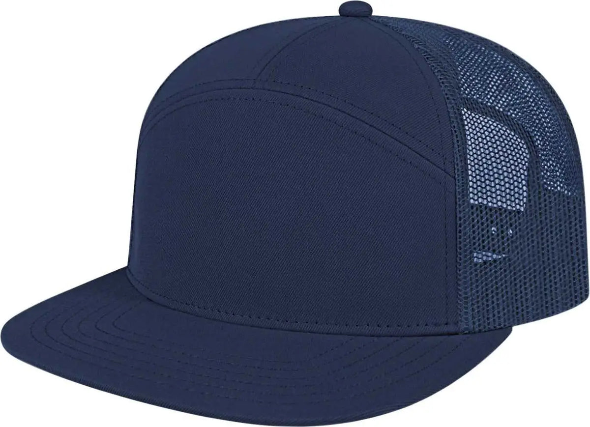 Cap America I3057 7 Panel Trucker Mesh Back - Navy - one Size Fits Most
