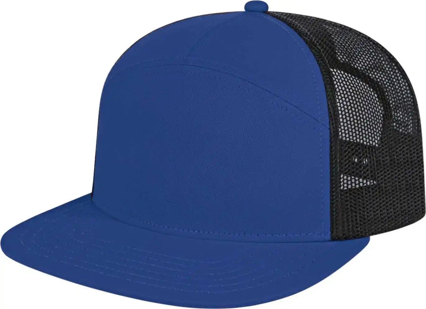 Cap America I3057 7 Panel Trucker Mesh Back - Royal Black - one Size Fits Most