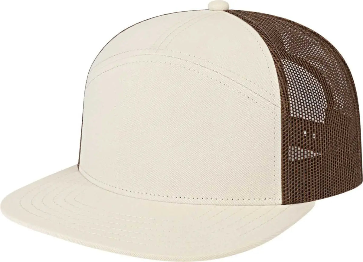 Cap America I3057 7 Panel Trucker Mesh Back - Stone Brown