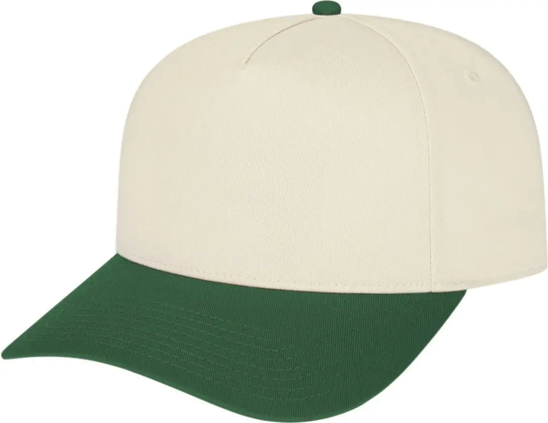 Cap America I3068 Hometown 5 Panel - Cream Dark Green