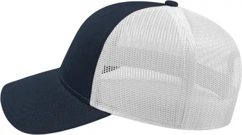 Cap America I3115 Low Profile Trucker with Modified Flat Bill - Orange White