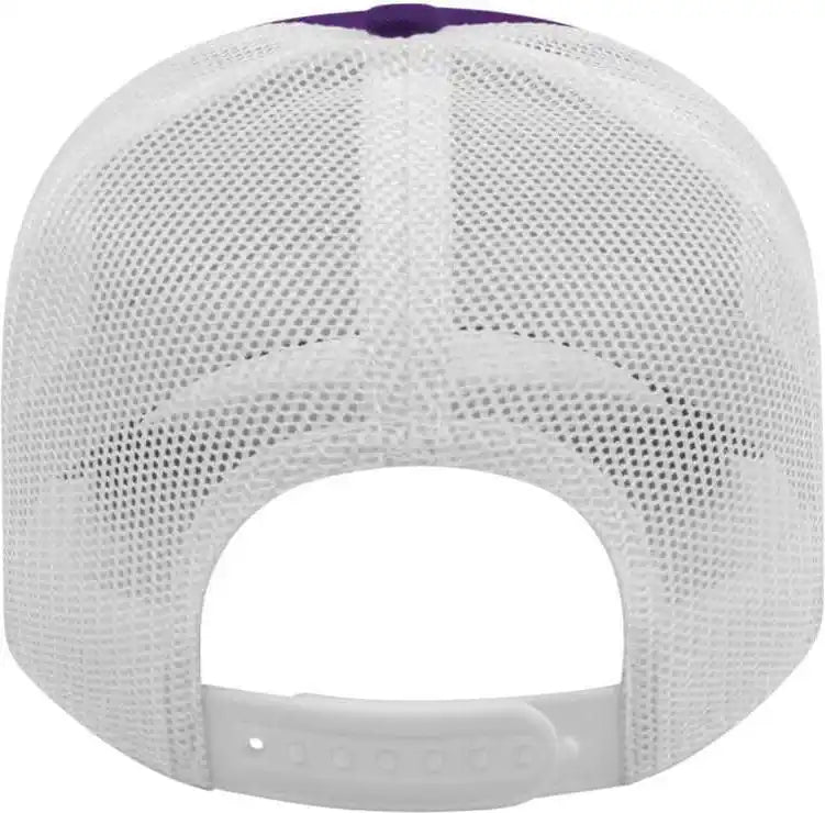Cap America I3115 Low Profile Trucker with Modified Flat Bill Purple White