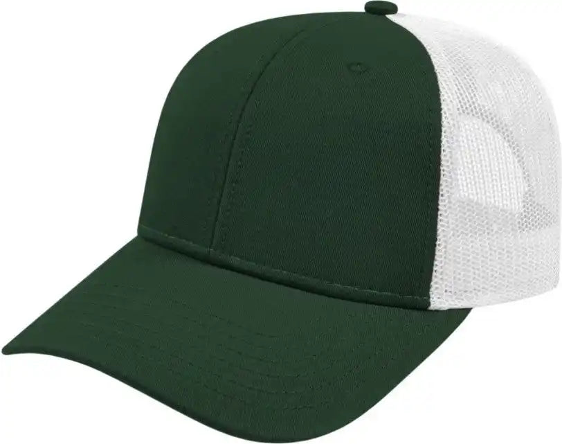 Cap America I3115 Low Profile Trucker with Modified Flat Bill Forest White / Youth