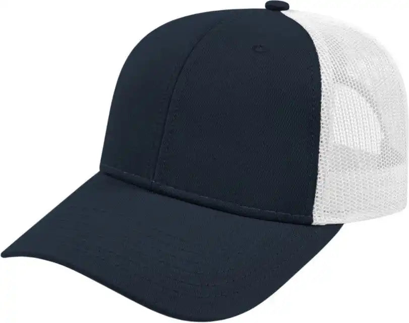 Cap America I3115 Low Profile Trucker with Modified Flat Bill - Orange White - Youth