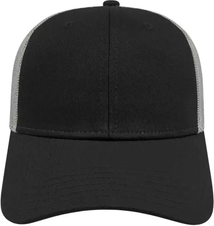 Cap America I3115 Low Profile Trucker with Modified Flat Bill - Black White - Youth