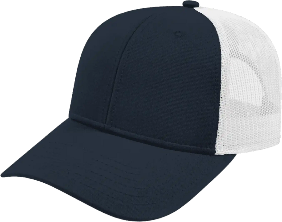 Cap America I3115 Low Profile Trucker with Modified Flat Bill Navy White / Xs