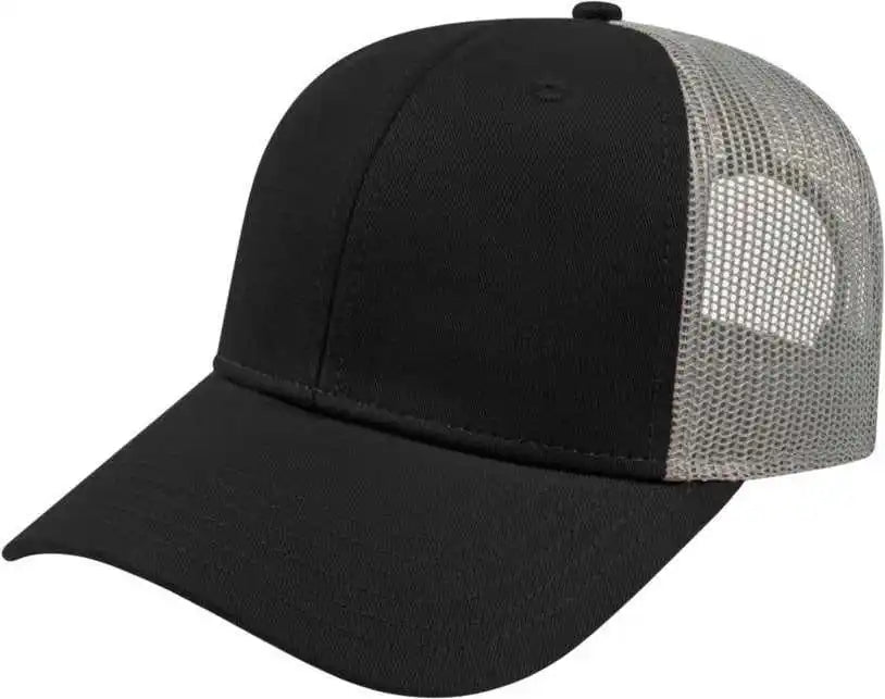 Cap America I3115 Low Profile Trucker with Modified Flat Bill Olive Gray