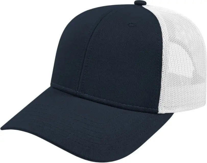 Cap America I3115 Low Profile Trucker with Modified Flat Bill - Orange White - Youth