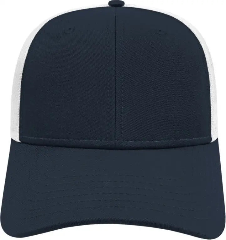 Cap America I3115 Low Profile Trucker with Modified Flat Bill - Orange White - Youth