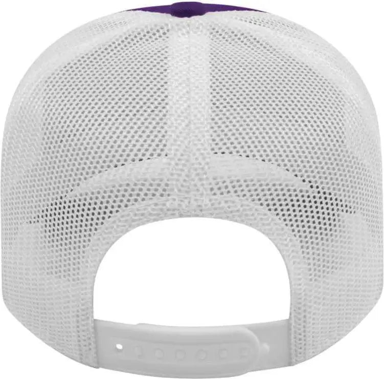 Cap America I3115 Low Profile Trucker with Modified Flat Bill - Purple White
