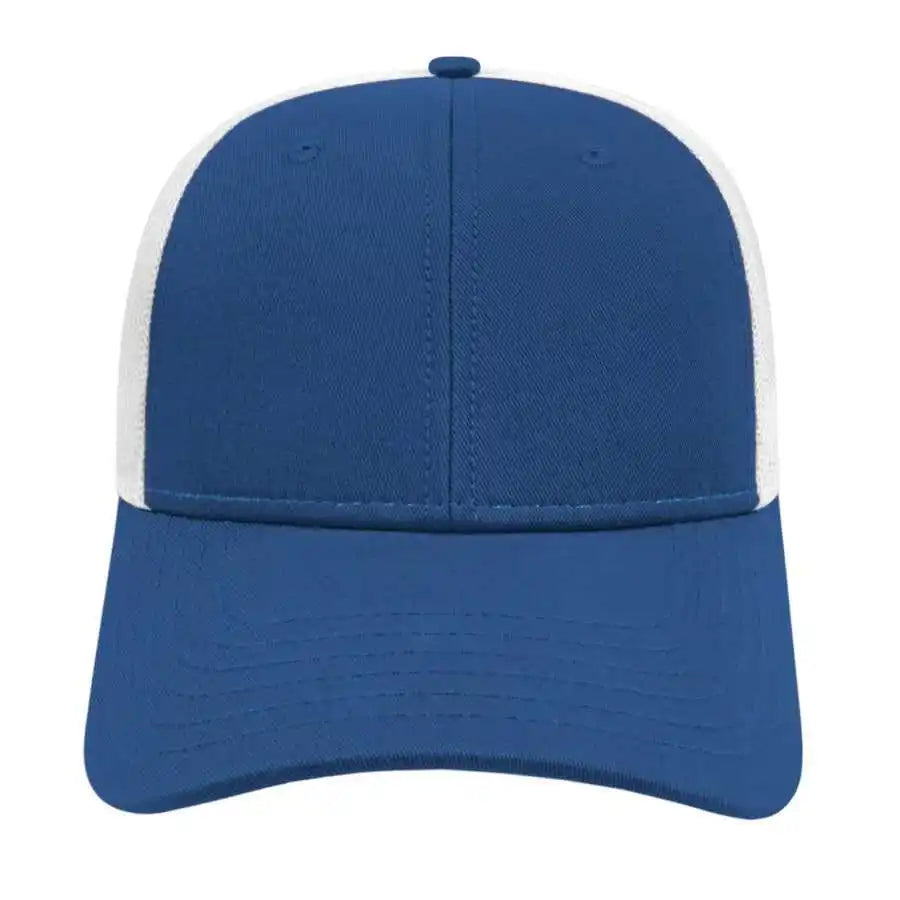 Cap America I3115 Low Profile Trucker with Modified Flat Bill - Royal White - Youth